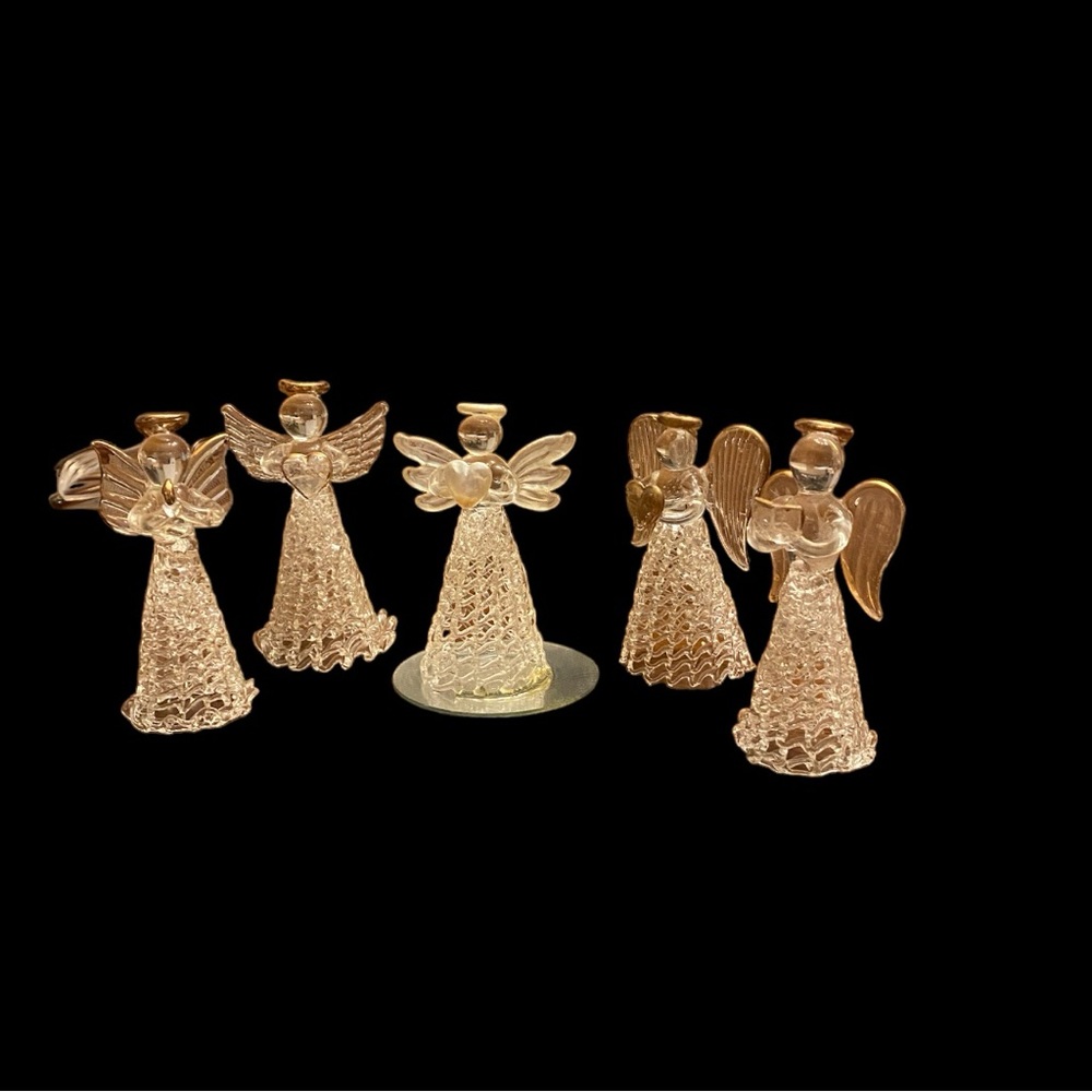 Set of 5 spun glass angels - Picture 6 of 8